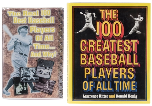 Lot of (2) Books “The Real 100 Best Baseball Players of All Time…And Why!” & “The 100 Greatest Baseball Players Of All Time” – 49 Signatures Total! (PSA/DNA)